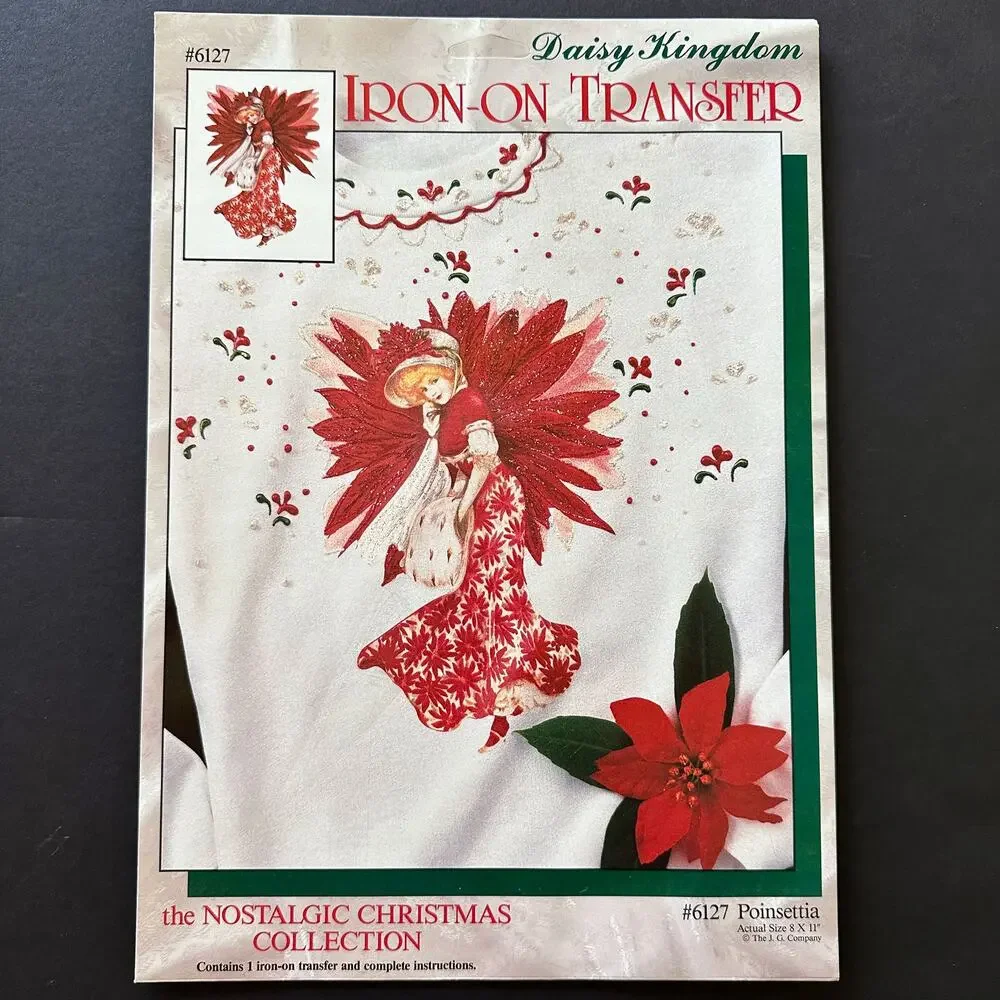 Iron On Transfer Lot Orchid Holiday Rose Nostalgic Christmas Poinsettia Angel